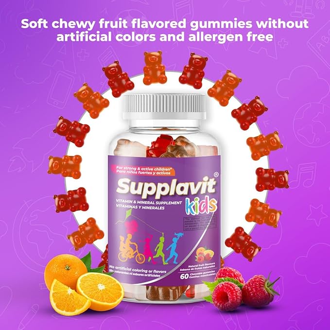 Kids Vitamins and Supplements, No Artificial Coloring, Allergen-Free for Healthy and Strong Children, Natural Fruit Flavors, Healthy and Delicious, (180 Gummies)