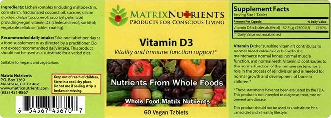 Vitamin D3 - Stronger Than The Competition! - 62.5mcg (1,000iu) Highest Absorption Rate, 100% Organic Natural Ingredients - Massive Immune Support! - Vegan Tablets (60ct)