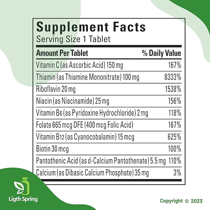 Super B-Complex with C, 460 Tablets with Exclusive Vitamins & Minerals A to Z - Better Ligth&Spring Guide (2 Items)