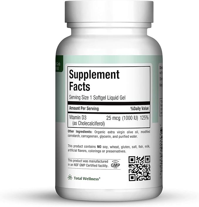 Maxi Health Vitamin D3 1000 IU Dietary Supplement - Easy to Swallow - Odorless & Tasteless - Supports Calcium Absorption, Immune Health and Bone Health in Adult Women & Men - 180 Liquid Gels