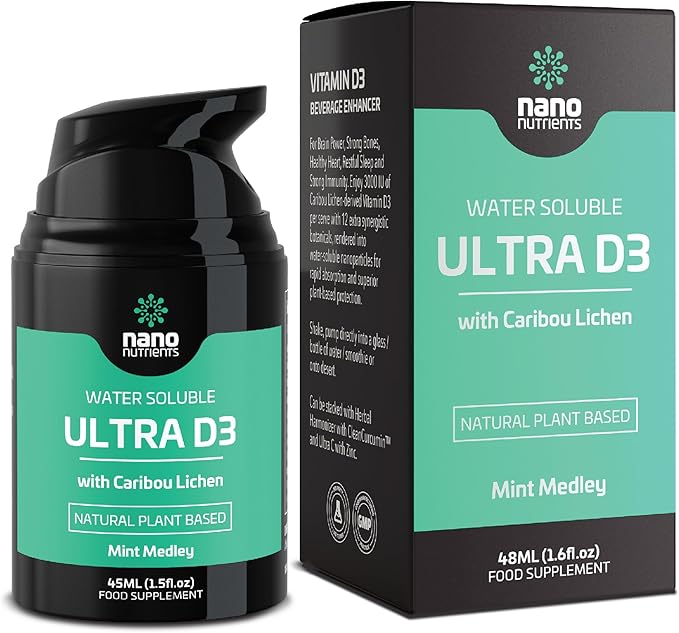 Ultra D3 with Caribou Lichen - High Dose Vitamin D Supplement - Water Soluble Vitamin D3 - Plant Based Vitamin D3 - High Bioavailability - 1.5fl.oz