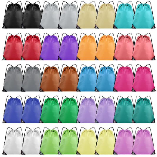 Grneric 40 Pieces Drawstring Backpack Bulk Cinch Sackpack Ployster Drawstring Bags for Gym Party Trip(20 Colors)