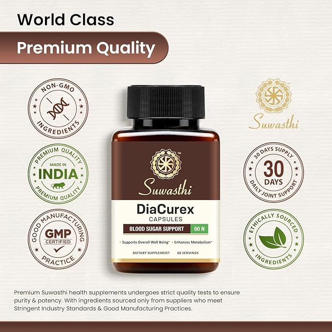 DiaCurex Berberine Supplement -120mg with Cinnamon, Bitter Melon & Gymnema for Men & Women for Health Support, 100% Organic, Vegan & Gluten-Free, 60 Capsules (30 Days of Supply)