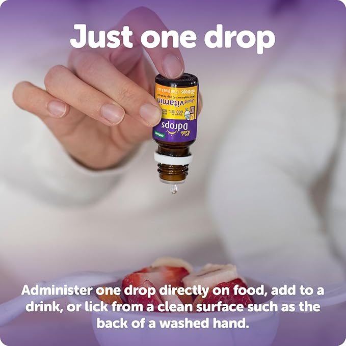 Ddrops® Kids Organic Liquid Vitamins – Daily Vitamins A&D Drops for Kids, 60 Drops. Supports Eye Health, Bone Development and Immune Function. Certified Organic, Non-GMOs, Allergy-Friendly