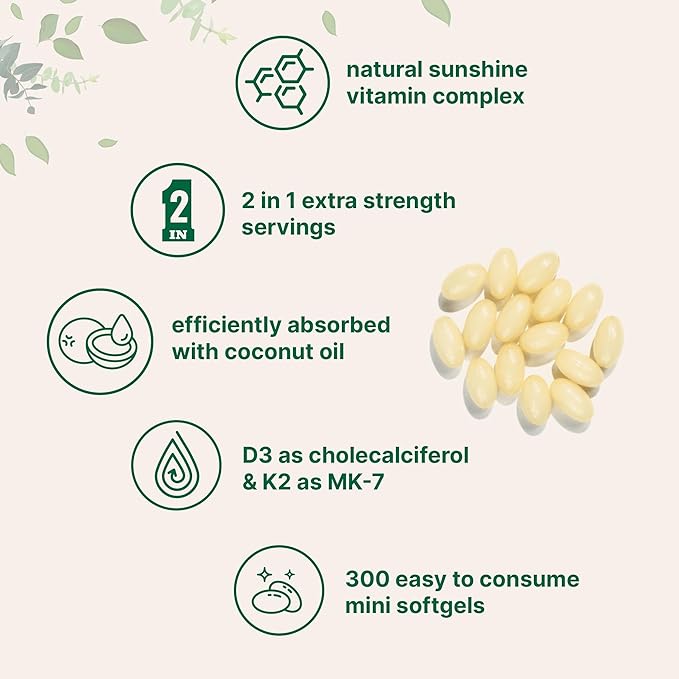 Micro Ingredients Vitamin D3 10000 iu + K2 200 mcg Coconut Oil Softgels & Organic Collagen Peptides Powder Bundle 2 Pack | Essential Sunshine Vitamins | Hydrolyzed Type I & III Bovine Collagen