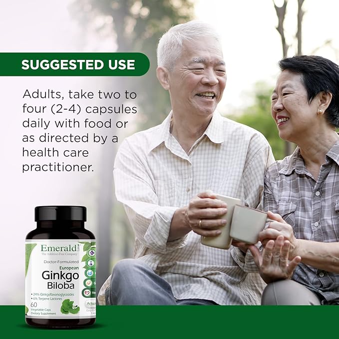 EMERALD LABS Ginkgo Biloba Extract - Brain Health Supplement - Offers Antioxidant & Energy Support - 60 Vegetable Capsules (30-Day Supply)