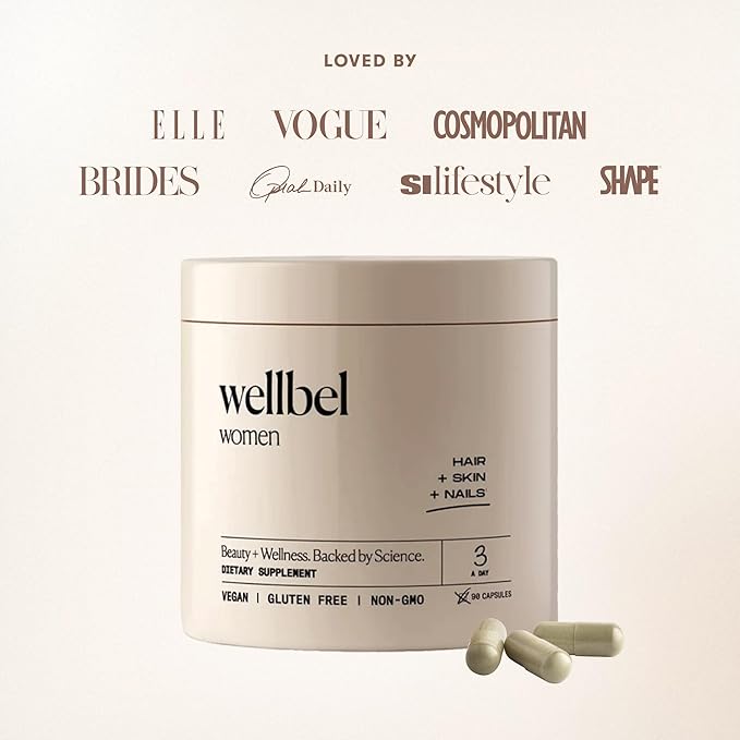 WELLBEL Women Clean Supplement for Hair, Skin, and Nails, Vegan, Gluten Free and Non GMO 90 Count