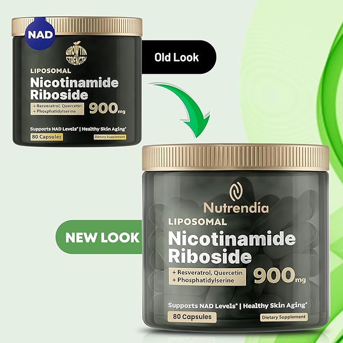 Nutrendia NAD Supplement – Liposomal Nicotinamide Riboside 900mg, Quercetin, Resveratrol, High Purity NMN, NAD+ Support for Energy, Focus & Wellness – 80 Capsules for Men & Women