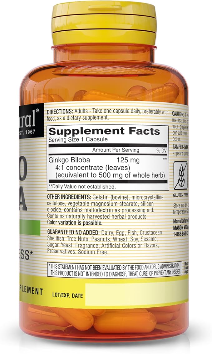 Mason Vitamins Gingko Biloba Capsules, 90 Count