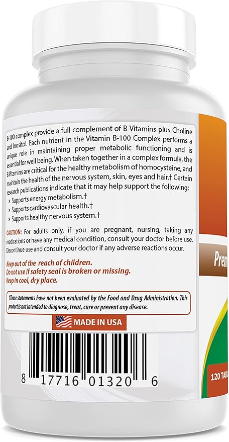 Best Naturals B 100 Complex 120 Tablets (B Complex Vitamins) (120 Count (Pack of 2))