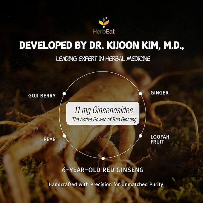 Korean Red Ginseng Prime Extract with 11mg Ginsenosides - Boost Energy, Memory & Immunity, 6-Year-Old Ginseng Drink for Circulation & Skin -5 Pouches (30mL*5)