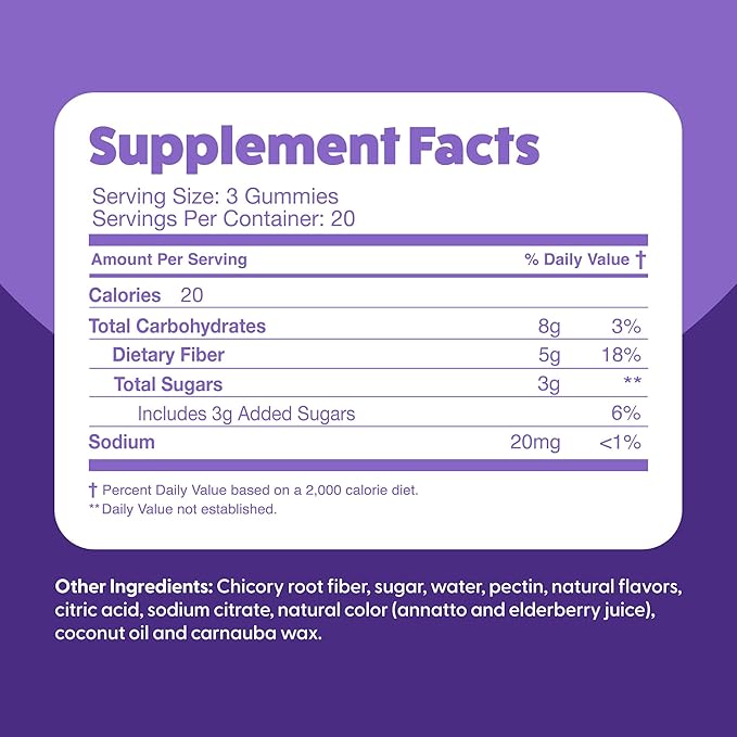 Prebiotic Fiber Gummies by Feel Great Vitamin Co (60 Gummies) | Helps Improve Digestive Health, Restore Natural Gut Flora, and Support Overall Health & Immunity* | Vegetarian & Vegan Friendly Chew