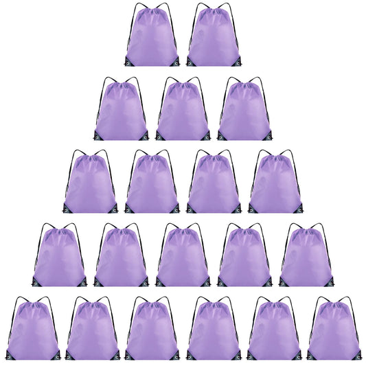 Grneric 20 Pieces Drawstring Backpack Bulk Cinch Sackpack Ployster Drawstring Bags for Gym Party Trip(Lavender)