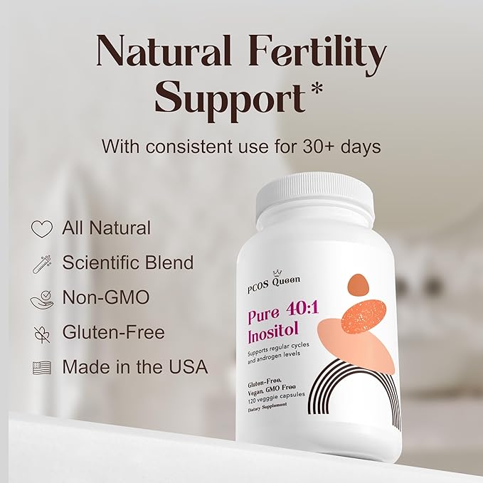 Pure 40:1 Inositol - Myo + D-Chiro Inositol Supplement - for Women with Fertility, Skin, & Menstrual Cycle Needs - 3 Bottles