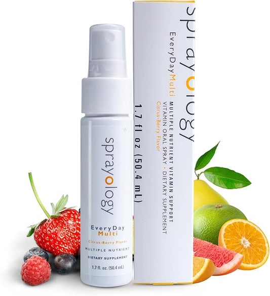 Sprayology Everyday Multi Spray | Daily Multivitamin Spray for Men, Women & Kids (Ages 4+) | High-Absorption Formula with Vitamin B12, D3, Folate, Biotin & More | Non-GMO | 26 Day Supply (1.7 fl oz)