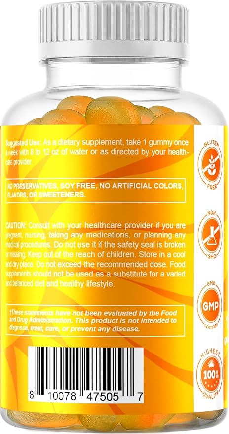 Vitamatic Sugar Free Vitamin D3 50,000 IU Weekly Supplement - 120 Pectin Based Gummies - Vitamin D Capsules for Bones, Teeth, and Immune Support (50000 IU)