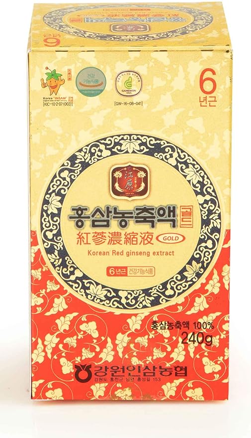 Gangwoninsam] Korean Red Ginseng Extract Gold 240g / 8.46 fl. oz – Contains 100% Pure Korean 6-Year-Old Red Ginseng Root Extract