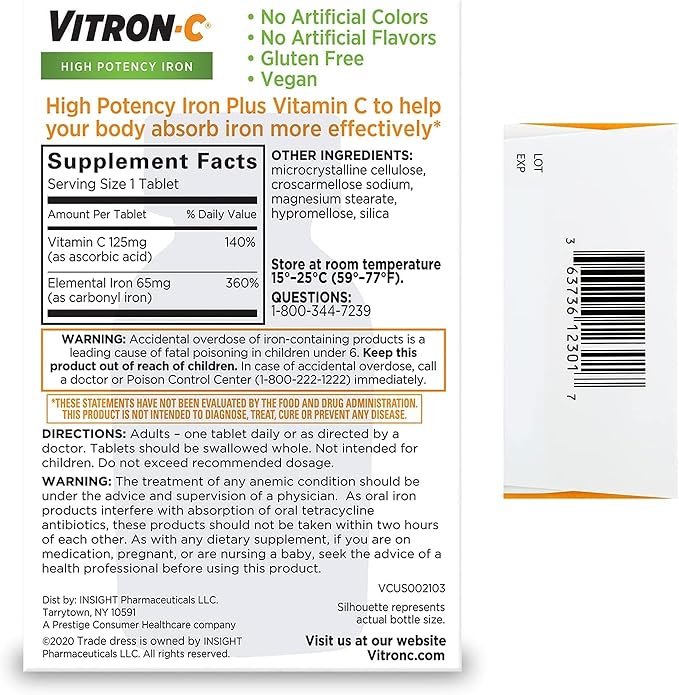 Vitron-C Coated Tablets 60 Tablets (Pack of 3)