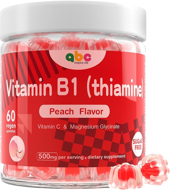 Vitamin B1 Gummies Vitamin B1 B6 B12 Complex Energy Plus Healthy Nervous System, 1 Pack