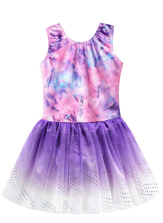 Girls Gymnastics Skirted Leotards size 6 7 Ballet Tutu Dance Dress Cosmos Gymnastic Skirt(Baby Girls/Toddler Girls/Big Girls) (Cosmos Purple, 6-7 Years)