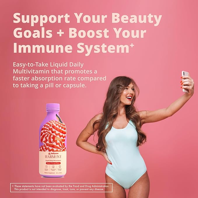 Dr. Kellyann Harmony Liquid Multivitamin (28 fl oz) – Vegan Daily Vitamins for Men & Women, Non-GMO, Overall Health