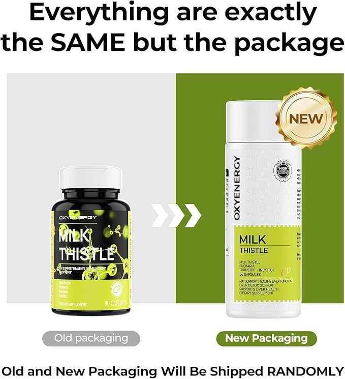 OxyEnergy Silymarin Milk Thistle 300mg Extract with Vitamin C, Inositol & Pueraria, Liver Detox & Repair Support, Antioxidant Support,90 Capsules, Cardo Mariano para el Hígado