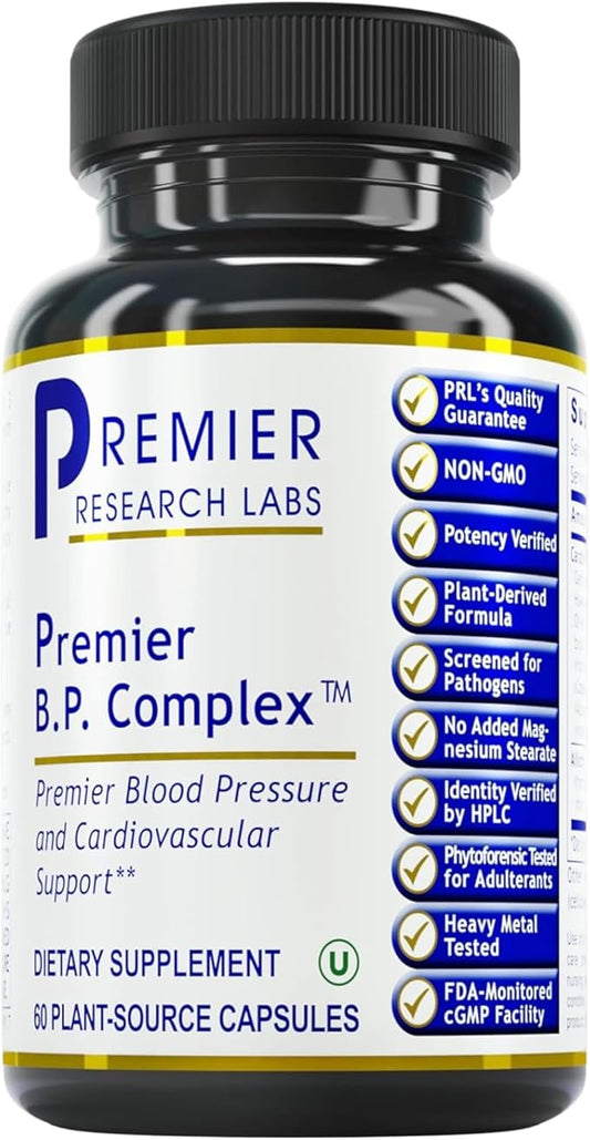 Premier Research Labs BP Complex - for Heart Health - with Garlic, Hawthorn, Olive Leaf, Reishi, Cayenne & Organic Celery - Allicin Supplement - Non-GMO, Vegan Formula - 60 Plant-Source Capsules