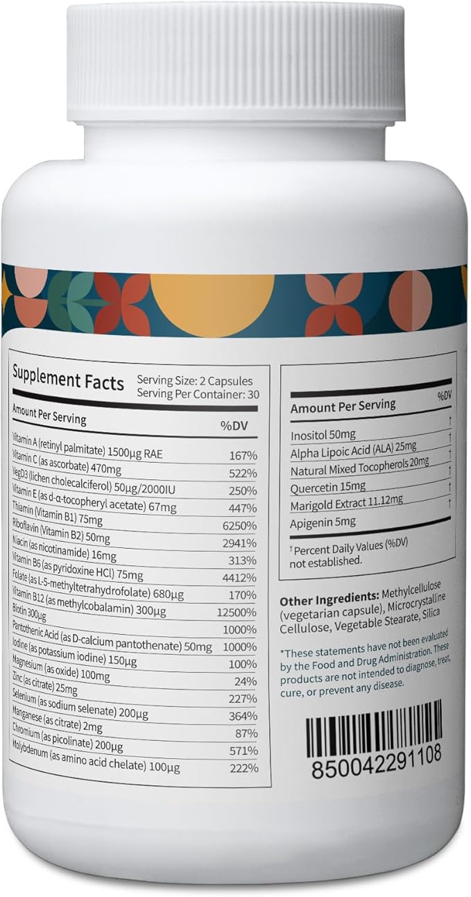 Pattern Wellness 2-Pack Multivitamin & Resveratrol Supplements - Whole Body & Heart Health - Natural Antioxidant Booster - 120 Vegan Capsules