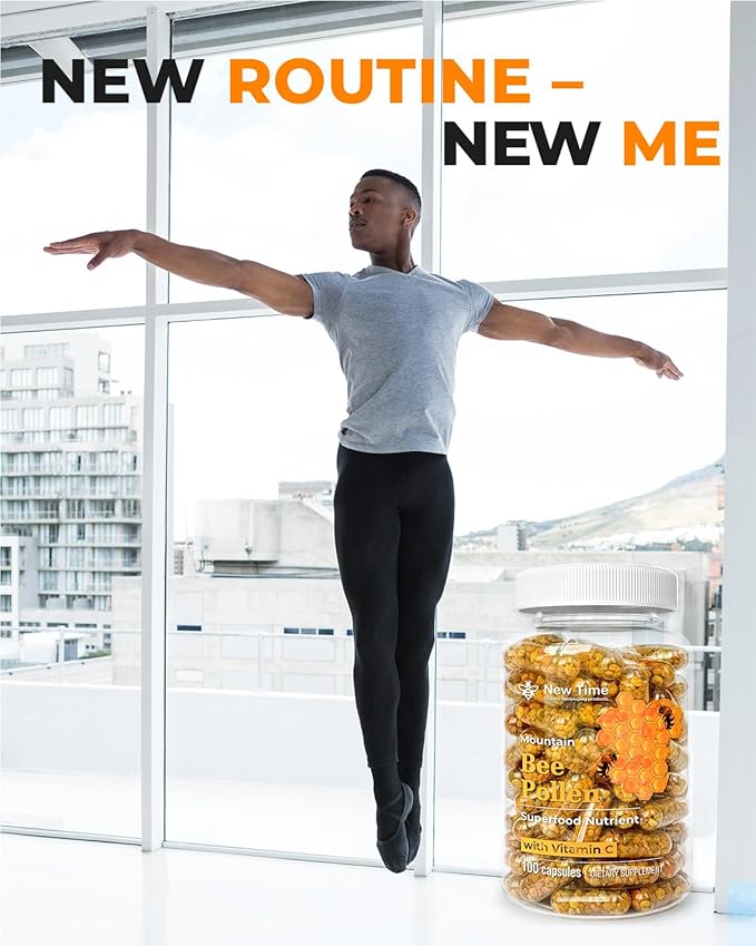 Bee Pollen – 100 Vegetarian Capsules with Propolis - Organic Multivitamin for Men, Women - Fermented Granules - Immune, Energy Support - Non GMO, Pregnancy Friendly