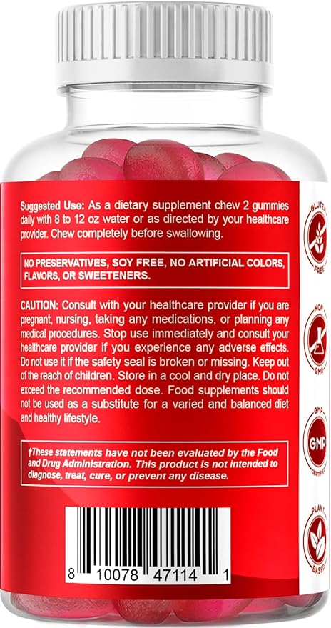 Vitamatic Vegan Cranberry Gummies with D-Mannose, Probiotics & Vitamin C – 25,000 mg Equivalent per Serving (from 50:1 Extract 500 mg) – 60 Count – Urinary Tract Health Support for Women