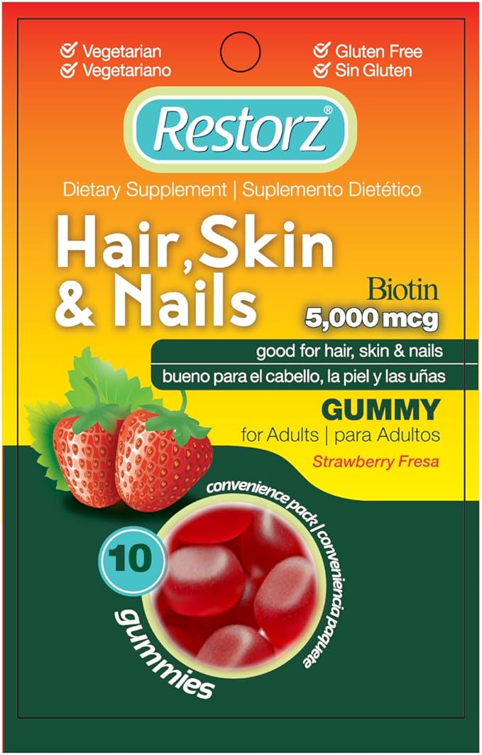 Hair, Skin, and Nails Biotin Gummy Vitamins, Strawberry Flavor (12-Pack)