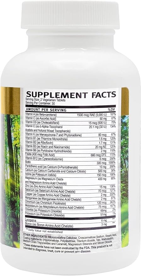 Daily2Tab - All You Need Multivitamin Plus Multimineral Formula. 26 Essential Nutrients for Women and Men, 60 Tablets