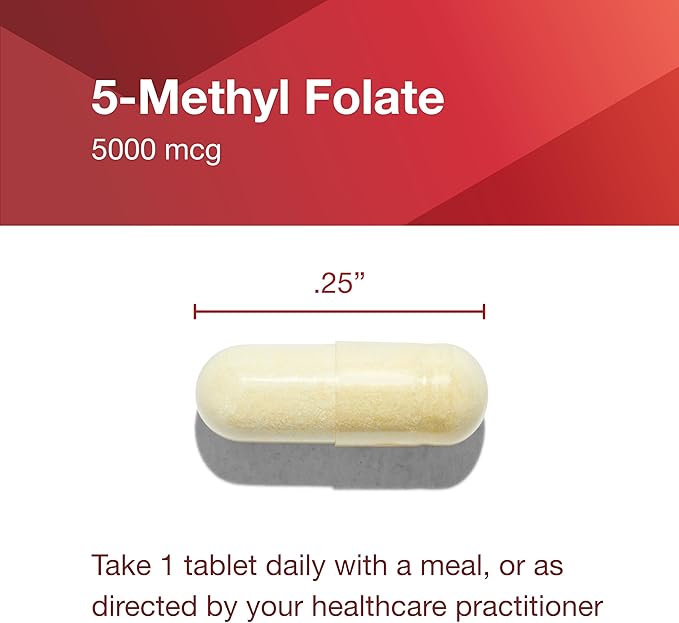 PROTOCOL FOR LIFE BALANCE 5-Methylfolate 5,000mcg - Superior Methyl Folate Bioavailability - for Brain Support - Folate Supplement for Women & Men - Kosher & Vegan - 50 Veg Caps
