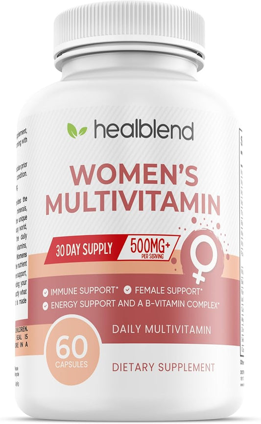 Women's Multivitamin with Biotin (Without Iron) - 20 Essential Vitamins and Minerals, Supports General Health, Energy & Immunity - 60 Capsules