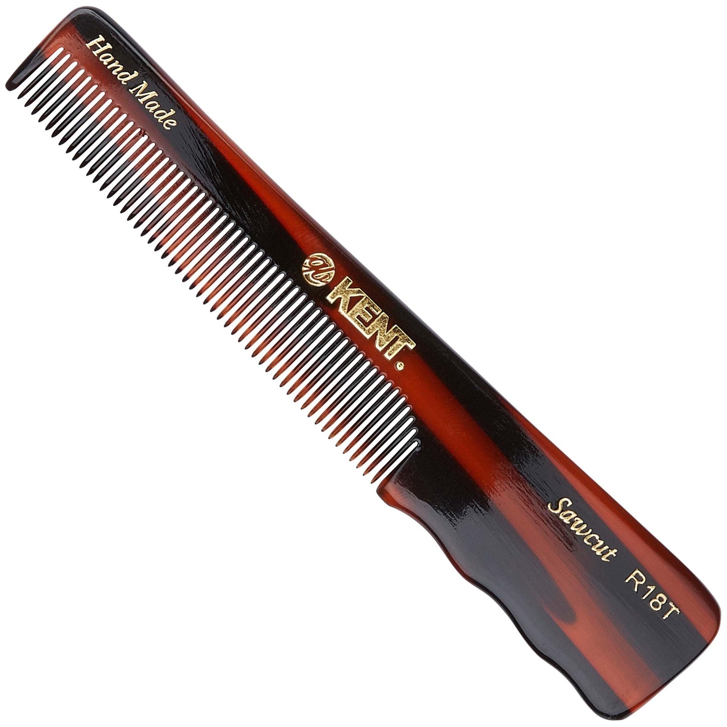 Kent R18T Handmade All Fine Tooth Pocket Comb for Men, Hair Comb Straightener for Everyday Grooming Styling Hair, Mustache and Beard, Use Dry or with Balms, Saw Cut and Hand Polished, Made in England