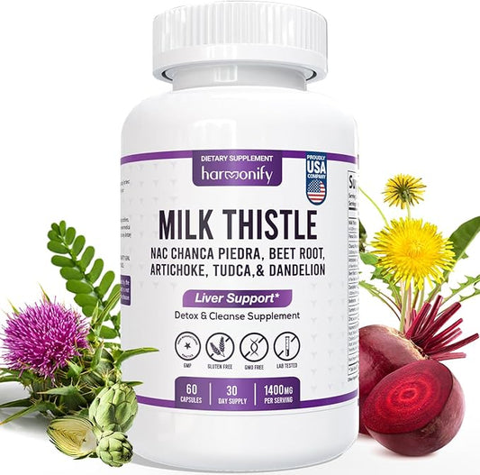 Milk Thistle Berberine Turmeric with Chanca Piedra, Detox & Cleanse & Repair Supplement, NAC, Beet Root, Artichoke, Dandelion Root, TUDCA Choline and Ginger, 30 Days Supply