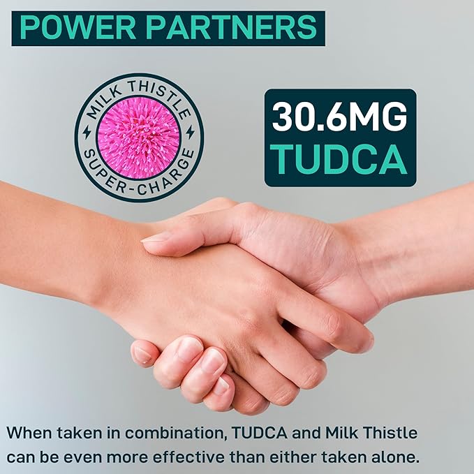 TUDCA and Milk Thistle Supplement - Bile Salts Supplement with Silymarin Milk Thistle Extract Liver Cleanse, Gallbladder, Kidney, Gut Health - Ursolic Acid Tudca Bile Salt Liver Health - 60 Capsules