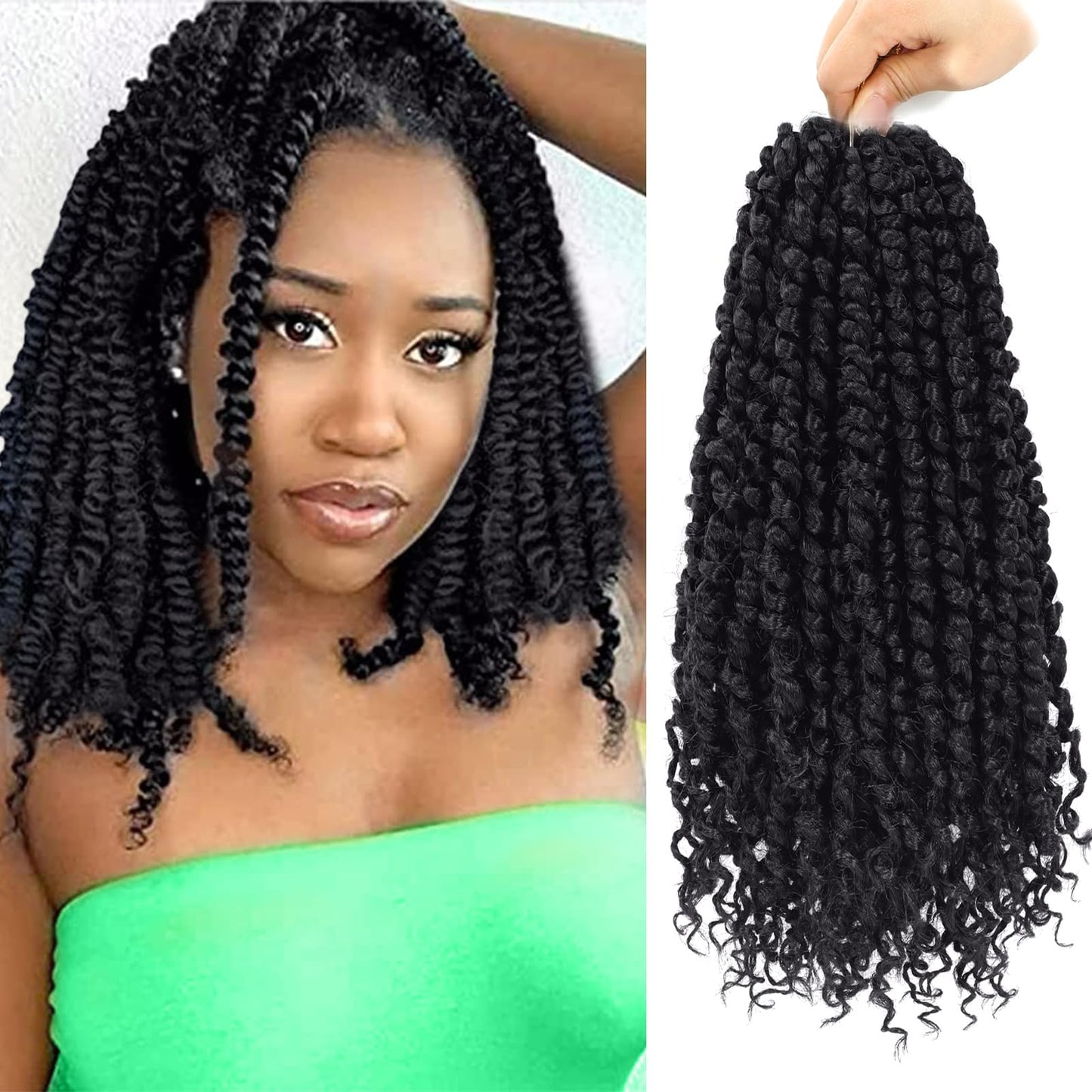 9 Packs Passion Twist Crochet Hair 8 Inch Pre Looped Crochet Passion Twist Hair Bohemian Short Passion Twist Crochet Braids Hair for Women Girls and Kids (8Inch,2#)