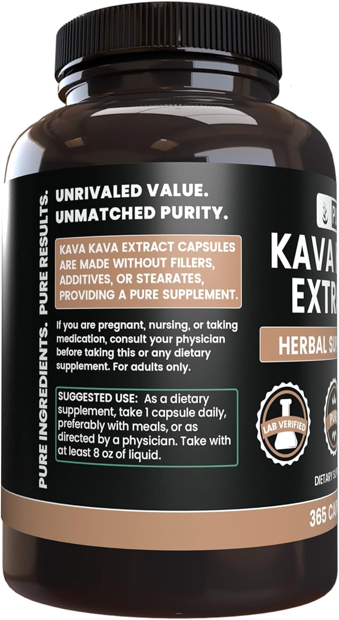 PURE ORIGINAL INGREDIENTS Kava Kava (365 Capsules) No Magnesium Or Rice Fillers, Always Pure, Lab Verified