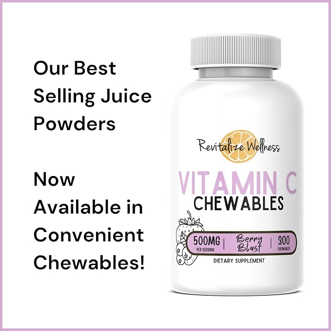 Vitamin C Chewables | 500 mg Vitamin C as Ascorbic Acid per Serving | Berry Blast Flavor | 60 Servings