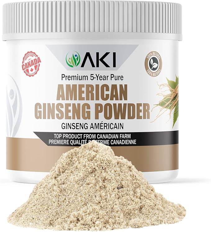 AKI American Ginseng Powder with 4% Ginsenosides - Ideal with Coffee, Beverages Like Smoothies (4oz/113g)