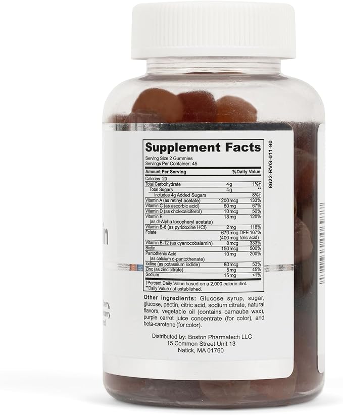 Halal Multivitamin Gummies - Organic, and Vegan - Supports Vision, Energy, and Immune Health - Orange, Cherry, and Strawberry Flavor - 90 Gummies