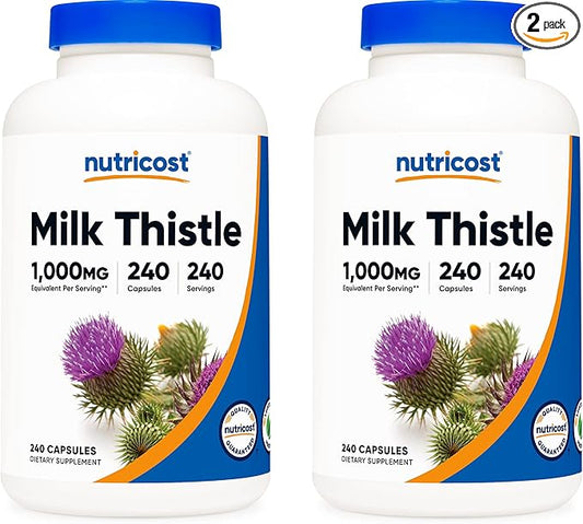 Nutricost Milk Thistle 1,000mg Equivalent, 240 Capsules (2 Pack) - 250mg of 4:1 Extract - Vegan, Non-GMO and Gluten Free