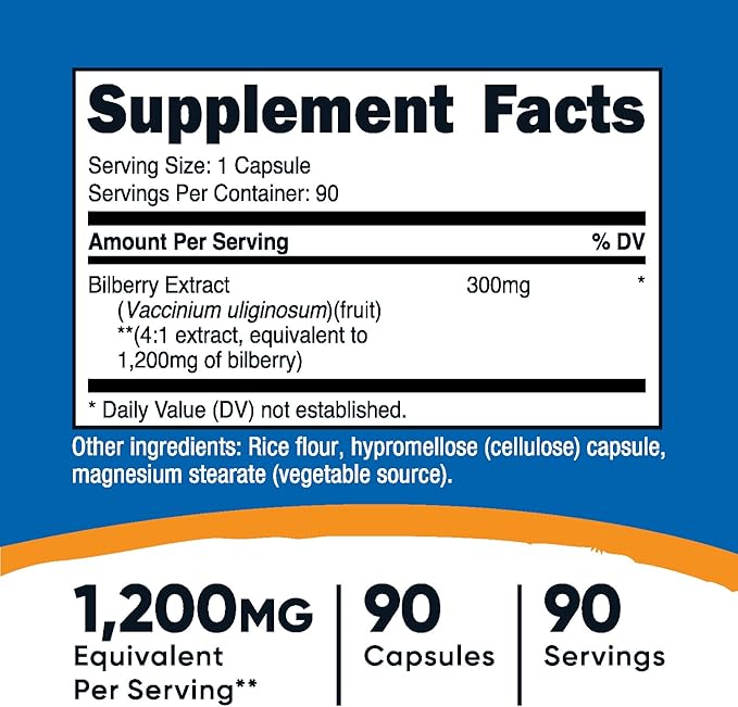 Nutricost Bilberry Capsules 1200mg Equivalent (90 Vegetarian Capsules) - Gluten Free and Non-GMO