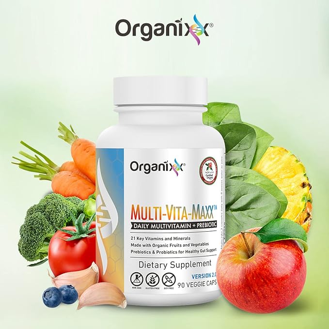 Organixx Multi-Vita-Maxx Whole Food Multivitamin (90 Gel Capsules) & Joint & Muscle Care (60 Capsules)