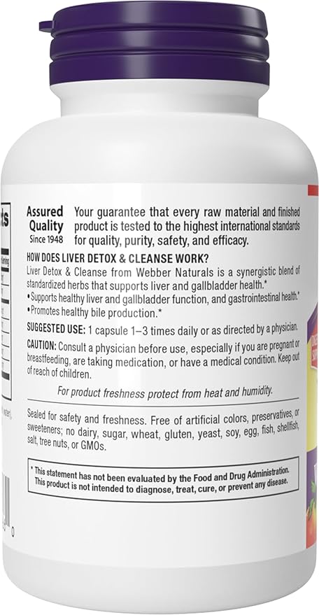 Webber Naturals Liver Detox & Cleanse with Silymarin Milk Thistle, Artichoke, Turmeric and Dandelion Extract, 90 Capsules, Herbal Supplement, Digestive Support, Dairy & Gluten Free