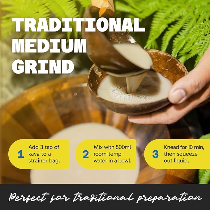 Fiji Vanua Kava-Malo Tonga Kava Drink Powder, Medium Grind Traditional Kava Root Powder, Easy to Prepare Kava Root Powder with Smooth and Creamy Taste, Premium, 8oz