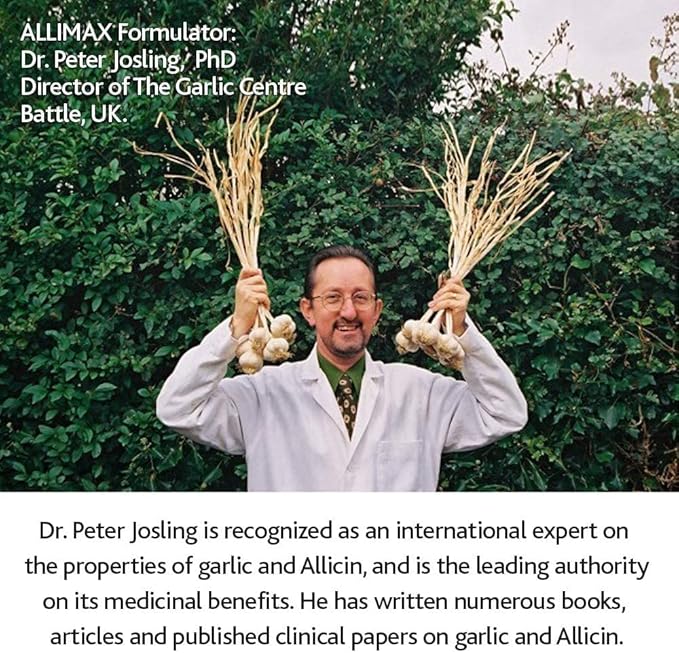 Allimax 180mg 180 Capsules. Supports Your Body’s Immune Function Through Natural Allicin, a Potent Organosulphur Compound Extracted from Clean and Sustainable Spanish Grown Garlic.