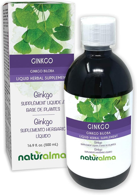Naturalma Ginkgo (Ginkgo biloba) Leaf Alcohol-Free Tincture - 16.9 fl oz Liquid Extract in Drops - Herbal Supplement - Vegan