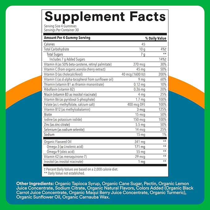 SmartyPants Multivitamin for Men, Organic Gummies: Methylfolate, Omega 3 (ALA), Vitamin D3, C, Vitamin B12, B6, A, K & Zinc for Immune Support, Biotin, Vegetarian, 120 Gummies (30 Day Supply)